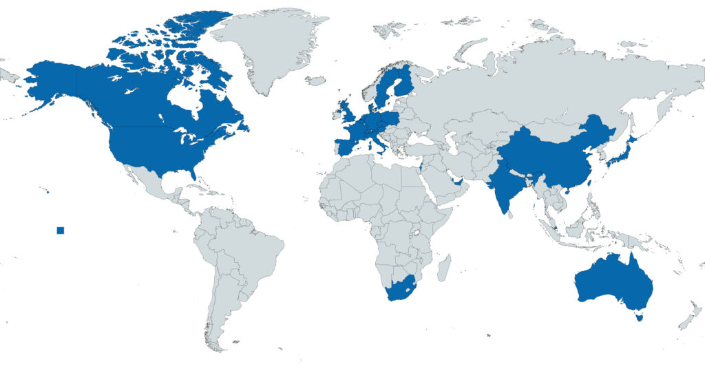 Worldmap of countries with IDS NanoJet installed systems