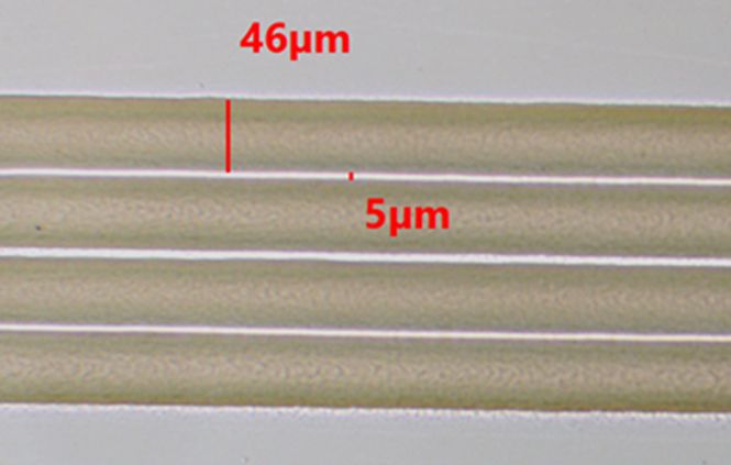 50 µm biomedical polymer printed with 5 µm gaps