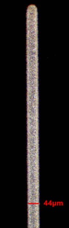 Micrograph of NanoJet printed silver trace that has been laser sintered